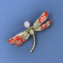 Brosche „Schmetterling“ mit rosa Katzenauge Emaille goldfarbener Metall, Durchmesser ca. 61 mm, Länge ca. 40 mm