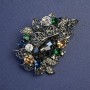 Anstecknadel Akzent bunte Strasssteine 48×35 mm ± silberfarbenes Metall