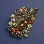 Brosche Accent bunte Strasssteine 48×35 mm +/- goldfarbenes Metall