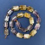 Perlen aus Citrin und Amethyst, facettierte Zylinder 14×10 mm ± mit Rocailles, Lochdurchmesser ca. 4 mm ± auf Faden, Länge ca. 39 cm+