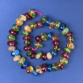 Facettierte Naturstein-Perlen assortiert, 12×8–10 mm ±, auf Schnur, Länge ca. 40 cm