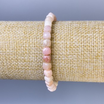 Armband aus facettiertem Opal, Kubus-Perlen, Durchmesser ca. 5 mm, Länge ca. 18 cm, Stretch