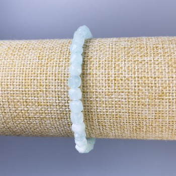 Angelit-Armband, facettierte Würfel, 5×5 mm, Länge ca. 18 cm, Stretch-Armband