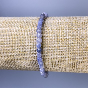 Armband aus facettiertem Saphir, Würfel, Durchmesser 4 mm, Länge ca. 18 cm, Stretcharmband