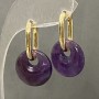 Ohrringe mit Amethyst, Durchmesser ca. 15 mm, Gesamtlänge ca. 27 mm