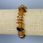 Armband Bernstein-Chips, Durchmesser 7–13×2–4 mm ±, mit Glasperlen, Länge 18 cm ±, Elastikband