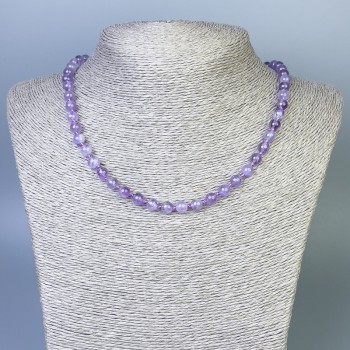 Amethyst-Halskette aus glatten Kugeln, Durchmesser ca. 6 mm ±, Länge ca. 45 cm ±, mit Verschluss