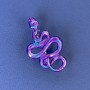 Brosche/Anhänger Schlange, violett-blau, silberfarbenes Metall, 37×22 mm+