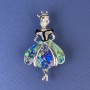 Brosche Anhänger Prinzessin silberfarbenes Metall 50×28 mm ± weißer Kristall