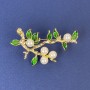 Brosche „Ästchen“ mit Perlen, goldfarbenes Metall 48×32 mm+
