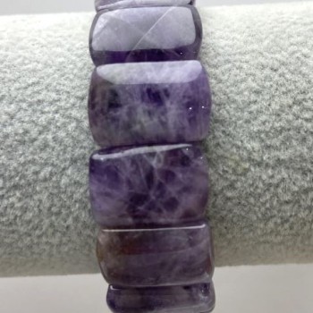Amethyst-Armband mit Perlen, Durchmesser ca. 17×12 mm, Länge ca. 18 cm, Stretch
