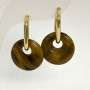 Ohrringe aus Tigerauge Donutform, Durchmesser ca. 18 mm, Länge ca. 30 mm