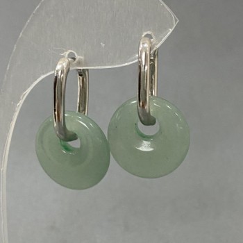 Ohrringe aus Jade im Donut-Design, Durchmesser ca. 18 mm, Länge ca. 31 mm