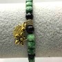 Armband aus Chrysoprase, facettierte Würfelperlen, Durchmesser ca. 5,5×5 mm, 5 mm ±; Turmalin, facettierte Kugel, Durchmesser ca. 6 mm ±, Länge ca. 18 cm, Stretch