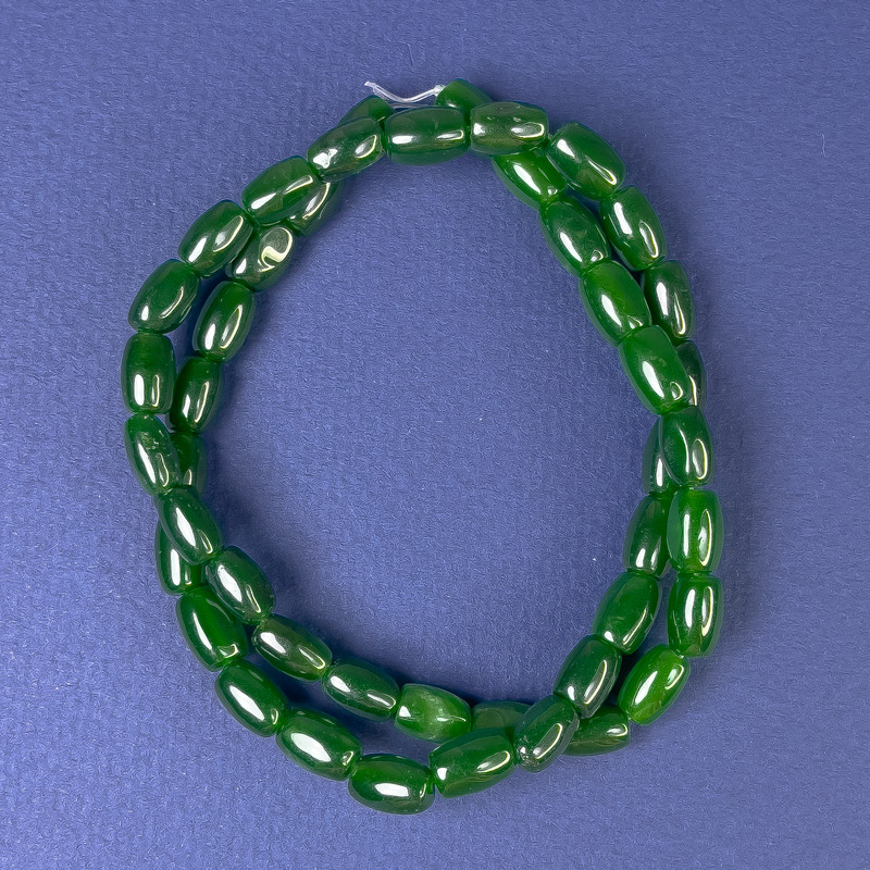 Chrysopras-Barrel-Perlen 8×6 mm auf einer Schnur