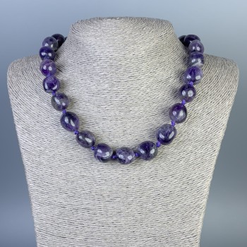 Amethyst-Halskette, facettierte Perlen 15×15 mm, Länge ca. 50 cm, mit Verschluss
