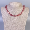 Rosenquarz-Kette, facettierte Perlen, Durchmesser 9-12×9-11 mm, Länge ca. 50 cm, mit Verschluss