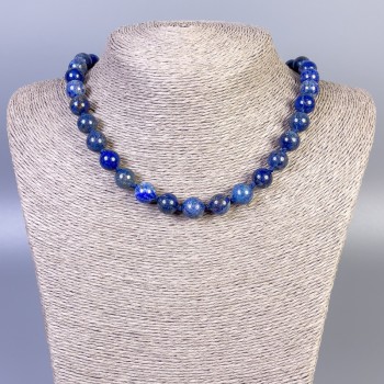 Halskette aus Lapislazuli, glatte Kugeln, Durchmesser ca. 10 mm, Länge ca. 45 cm, mit Verschluss