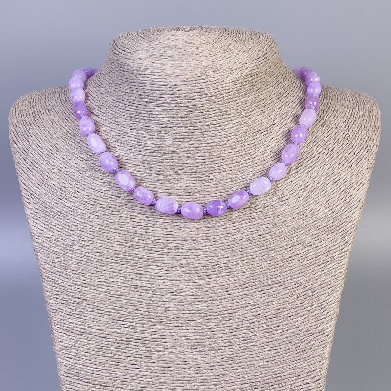 Halskette aus Lavendel-Amethyst, facettierte Perlen, Durchmesser 11×7 mm, Länge ca. 45 cm, mit Verschluss