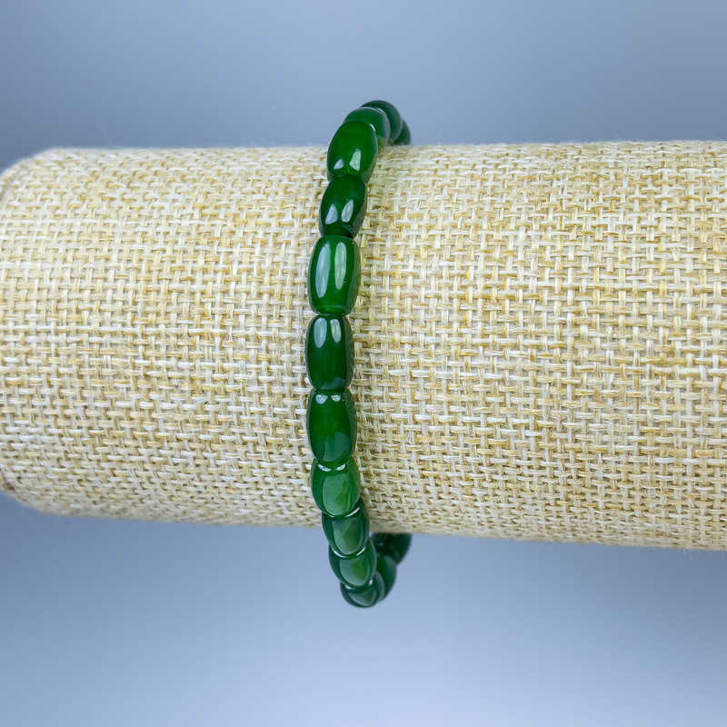 Chrysopras-Barrel-Perlenarmband, Durchmesser 8×6 mm, Länge ca. 18 cm, elastisches Band