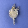 Brosche Ballerina – weiße Strasssteine, 51×26 mm ± goldfarbiges Metall