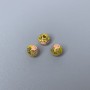 Cloisonsperle Rondell rosa-gelb-lila emailliert, Durchmesser 6×5 mm, Loch Ø 1 mm, goldfarbener Metallton, 1 Stück