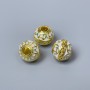 Cloisonsperle rosa-weiße Emaille, Durchmesser 10×9 mm, Lochdurchmesser 3,5 mm, goldfarbener Metallton, 1 Stück