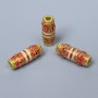 Schmuckzubehör, Kloisonné-Zylinderperle, rot, weiß und schwarz emailliert, Durchmesser ca. 6 × 17 mm, Lochdurchmesser ca. 2,5 mm, goldfarbiger Metallton, 1 Stück