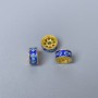 Cloisonné Rondellperle blau-hellblaue Emaille, Durchmesser 8×4 mm, Lochdurchmesser 1,8 mm, goldfarbener Metallton, 1 Stück