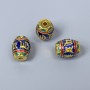 Cloisonsperle Barilletform mit Emaille, Durchmesser 8×10 mm, Lochdurchmesser 1,5 mm, goldfarbenes Metall, 1 Stück