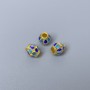 Cloisone-Perle blau-hellblaue Emaille, Durchmesser 6×7 mm, Lochdurchmesser ca. 2–3 mm, goldfarbene Metallfarbe, 1 Stück