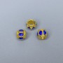 Cloisone-Emaille-Perle blau, Durchmesser 6×7 mm, Lochdurchmesser ca. 3,5 mm, goldfarbenes Metall, 1 St.