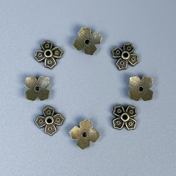 Bronzefarbene Perlenkappe für Perlen, Durchmesser ca. 7 × 1 mm ±, Lochdurchmesser ca. 1 mm ±, Verpackung 50 Stück