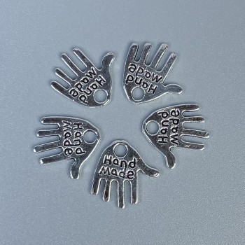 Schmuckzubehör Anhänger Handfläche, handgefertigt, silberfarbene Metallfarbe, Abmessungen 12 × 11 × 1 mm, Lochdurchmesser 1,5 mm, Verpackung 20 g (~50 Stück)