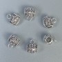 Anhängeröse, silberfarbene Metallfarbe, Abmessungen 8×7×10 mm ±, Löcher mit Durchmesser ca. 3 mm ±, Löcher mit Durchmesser ca. 1,5 mm ±, Verpackung 10 Stück