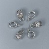 Silberfarbener Bail – Beschläge, Maße 11×5×6 mm, Bohrungen Ø ca. 4,5 mm und Ø 2 mm, Verpackung 20 Stück