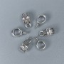 Silberfarbener Bail – Beschläge, Maße 11×5×6 mm, Bohrungen Ø ca. 4,5 mm und Ø 2 mm, Verpackung 20 Stück