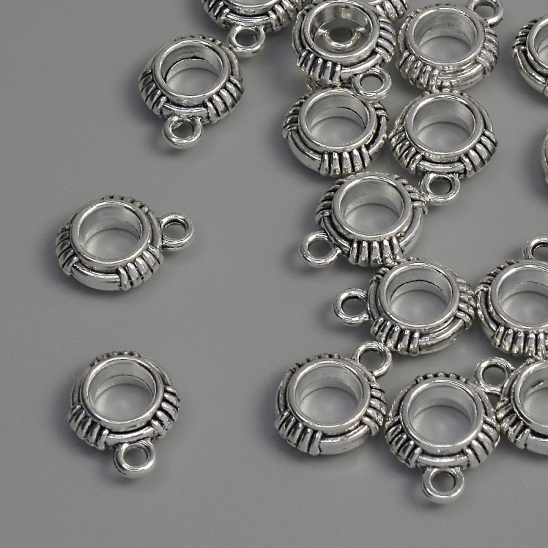 Anhängeröse, Metallfarbe Silber, Abmessungen 13×10×4 mm ±, Bohrungen Ø 5 mm ±, Ø 1,8 mm ±, Verpackung 18 Stück