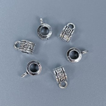 Anhängeröse silberfarben, Maße 10×5×6 mm ±, Bohrungen 4 mm und 2 mm ±, Verpackung 20 g (ca. 27 Stück)