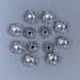 Beadkappe für Perle, silberfarbene Metallfarbe, Durchmesser 8×3×1 mm, Bohrung ca. 1,5 mm, Verpackung 50 Stück