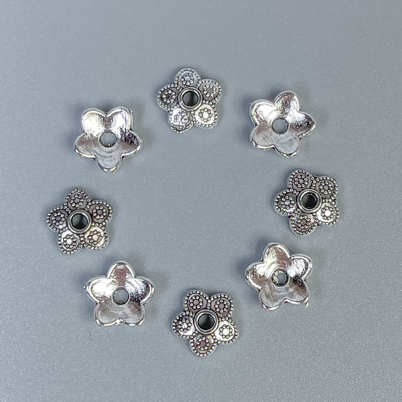 Beadkappe für Perle, Farbe Silber, Durchmesser 7 mm, Loch ca. 1 mm, Verpackung 20 g (~90 St.)
