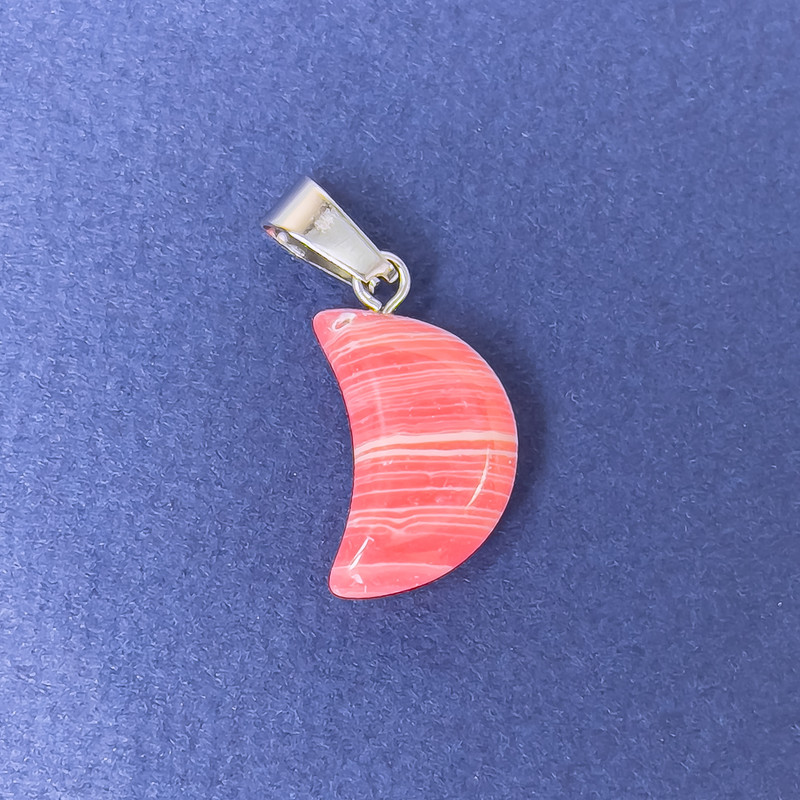 Anhänger Mond Rhodochrosit Naturstein 11×18×5×28 mm+