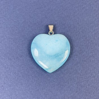 Herz-Anhänger aus Aquamarin (getöntes Steinmaterial) 25×25×8×30 mm+