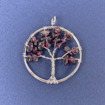 Anhänger Baum des Lebens Granat Naturstein 31×36 mm+