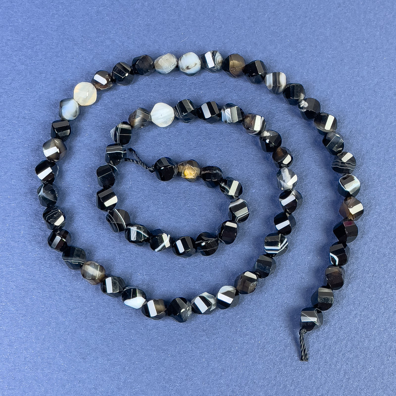Achat facettierte Rhombusperlen, 6×5 mm, auf Faden, Länge 38 cm+