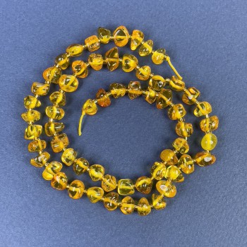 Bernstein facettierte Perlen 6×4 mm ± mit 2 mm Rocailles-Perlen ± auf Schnur, Länge ca. 39 cm