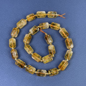 Citrin facettierte Zylinderperlen 14×9 mm ± mit Seed-Beads 4×2 auf der Schnur, Länge ca. 39 cm+