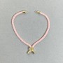 Textil-Armbandbasis, Durchmesser ca. 5,5 mm (±), rosa Farbton mit goldfarbener Metall-Einlage, Durchmesser ca. 8 mm (±), Länge ca. 10,5 cm (±)