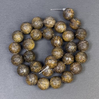 Bronzit-Perlen aus natürlichem Stein, glatte Kugeln, Durchmesser 12,5 mm, Lochdurchmesser 1,5 mm, Länge ca. 38 cm