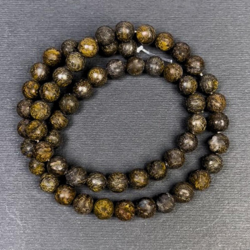 Bronzit-Perlen, glatte Kugeln, aus Naturstein, Durchmesser 6,5 mm, Lochdurchmesser 1,5 mm, Länge 38 cm